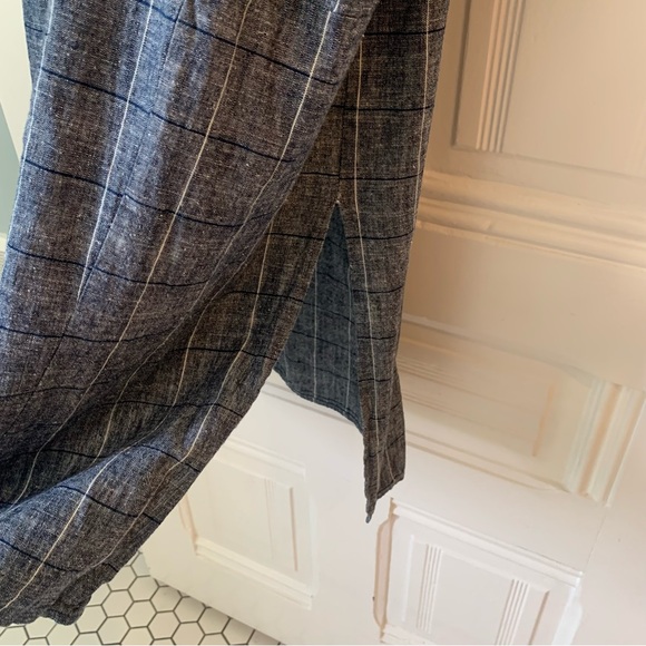 Tancredi & Morgen Blue/White Grid Check Chambray Garden Dress Sz M/L - Picture 2 of 6